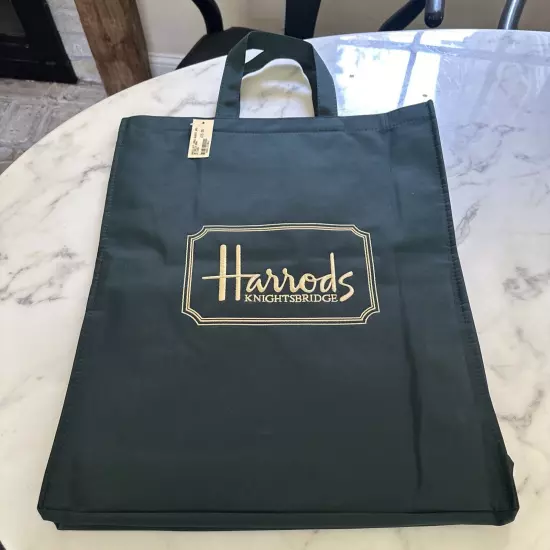 Harrods Knightsbridge Large Branded Dark Green Tote Bag NWT