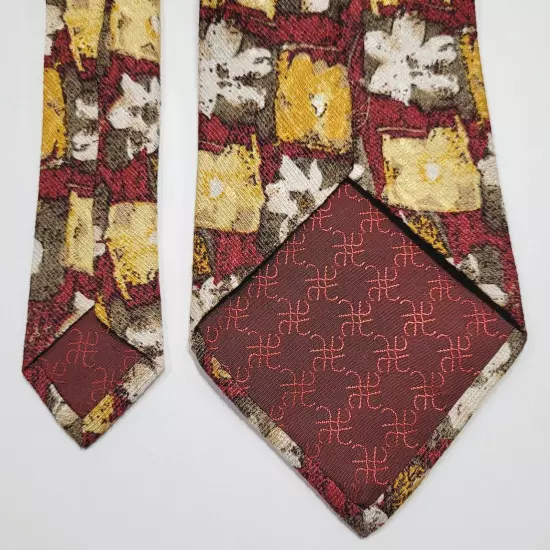 Tino Cosura Classic Silk Italian Professional Necktie Floral Maroon Beige White