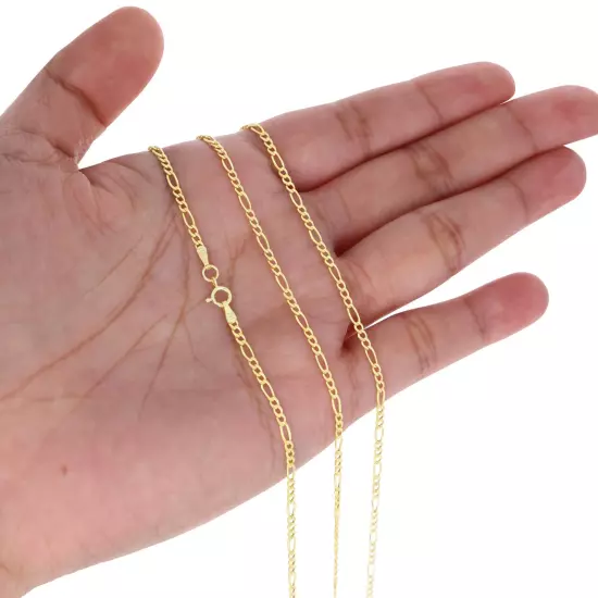 14K Yellow Gold 2mm-7.5mm Figaro Link Chain Necklace Bracelet Men Women 7"- 30"