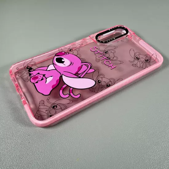 Disney ANGEL Case for Galaxy S22 PLUS | Love Angel- Stitch GF | Translucent Pink