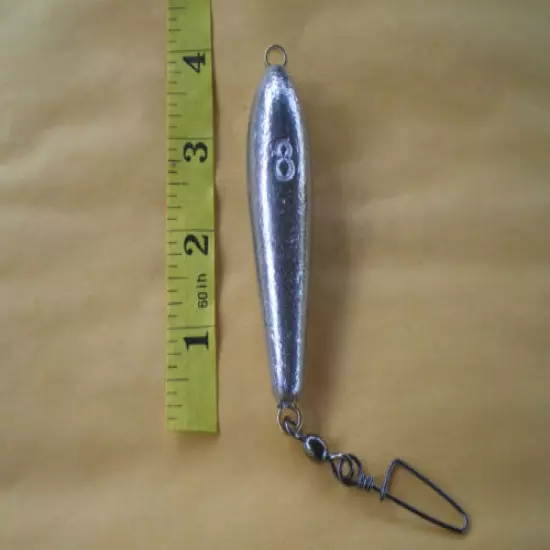 10 PCS. IN LINE TROLLING SINKER 6, 8 OZ. 5 EACH W/#1/0 COASTLOCK CRANE SWIVEL