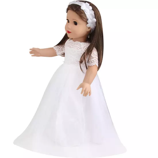 Lace Wedding Dress & headband made for 18'' American girl doll party clothes