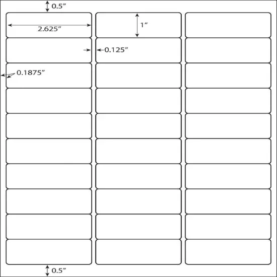 Address Labels for Inkjet Printers 1" x 2-5/8", 25 sheets / 750 labels, White 