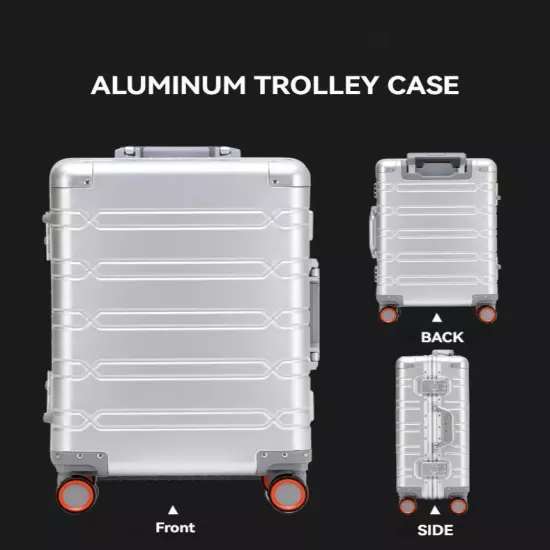 All Aluminum-magnesium Alloy Travel Suitcase Men's Business Rolling Luggage on