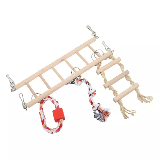 Bird Suspension Bridge Wooden Molar Claws Grinding Bird Swing Ladder Toy For