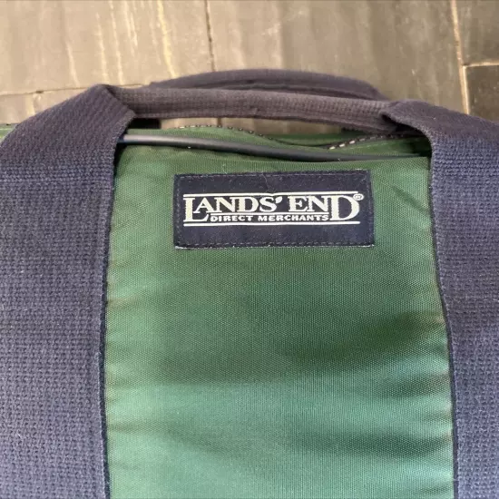 Lands End Vintage Messenger Field Bag Luggage Green USA