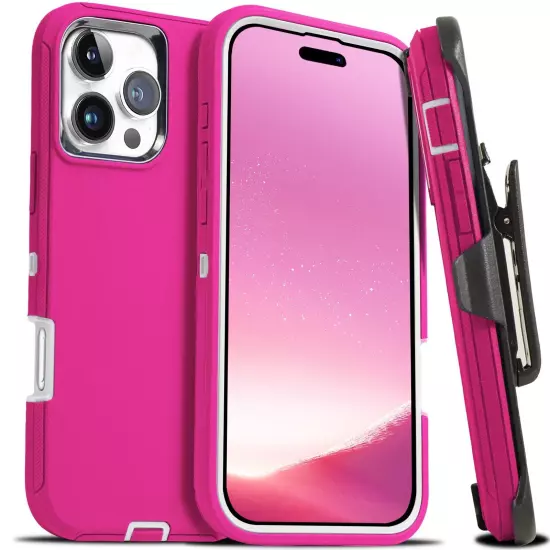 For iPhone 16 15 14 Plus 13 12 Pro Max Shockproof Heavy Duty Case + Belt Clip