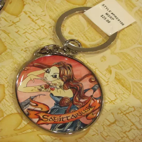 1990’s Isabella Fiore Tattoo Printed Zodiac Sign Keychain - RARE MSRP $25.00 NWT