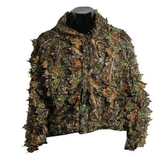 3D Woodland Leafy Camo Suit Hooded Ghillie Leaf Suit for Outdoor Jungle Hunting