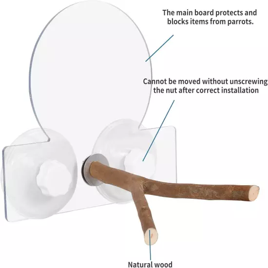 Removable Window/Shower Perch Platform with Suction Cups for Bird Small