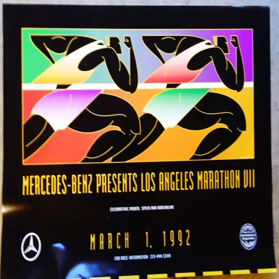 1992 Los Angeles Marathon 36" x 24" Modern Art Deco Poster Mercedes-Benz