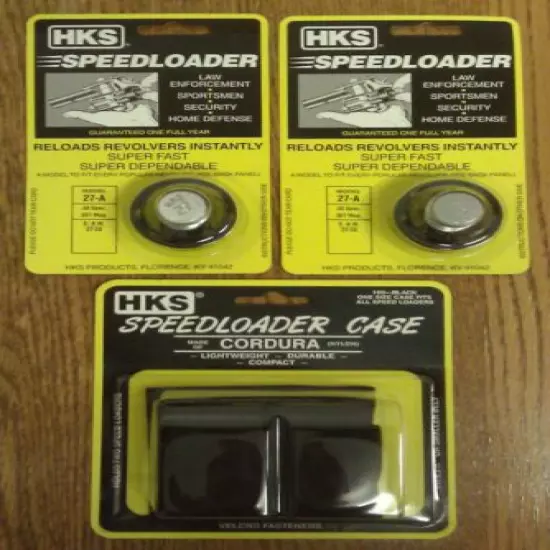 (2 PACK with Pouch) HKS 27-A Speedloaders [6-shot .357/38 N-Frame] + HKS Case