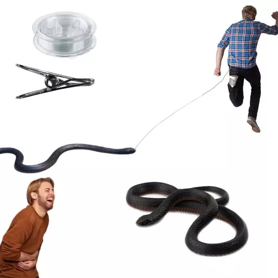 Snake Prank w/ String Clip, Snake on a String Prank That Chase People Toy