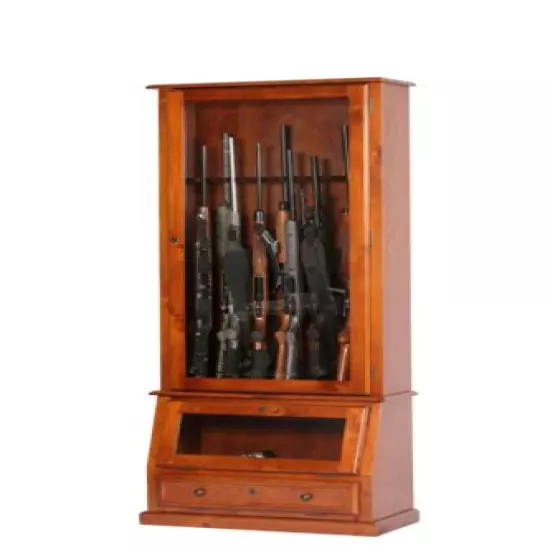 Gun Safe Cabinet 12 Rifles Solid Wood Storage Locker Shotgun Lock Shelf Rack 