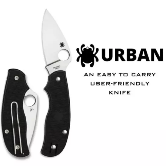 Spyderco C127PBK Urban Leaf Lightweight Black FRN PlainEdge Folding Knife