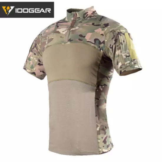 IDOGEAR Tactical Shirt Short Sleeve Top Camo Airsoft Outdoor Black MultiCam Army