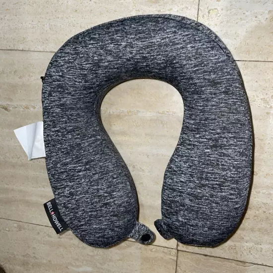 BELL & HOWELL Memory Foam Travel Neck Pillow Black Gray