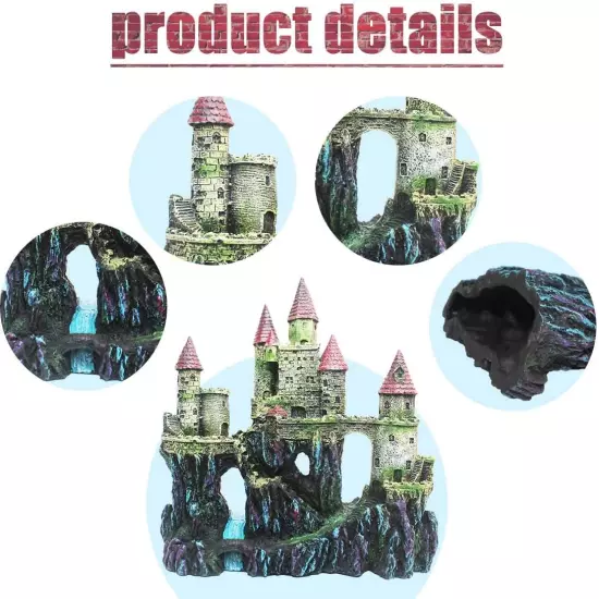 Aquarium Resin Castle Decoration Fish Tank Driftwood Castle Cave Hideouts House 