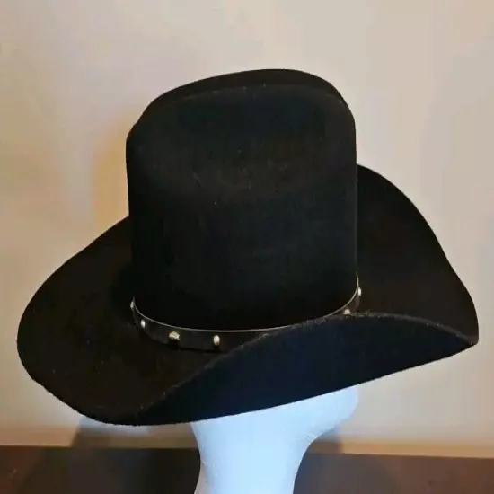 Stallion Stetson Cowboy Hat Black XX Wool Size 59 7 3/8