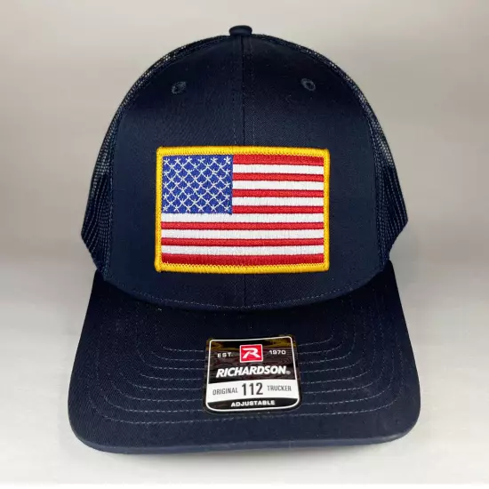 Richardson 112 American Flag 6 Panel Adjustable Snapback Trucker Mesh Hat