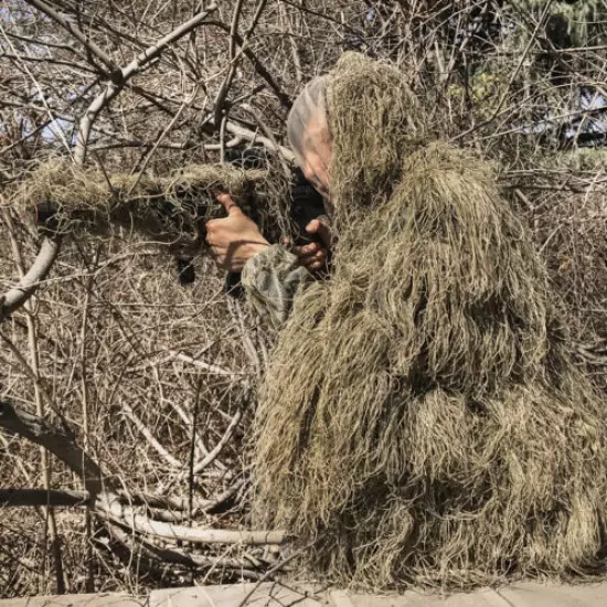 Woodland Camouflage Ghillie Suit Sniper Yellow Grass Camo Clothing Hunting Suit