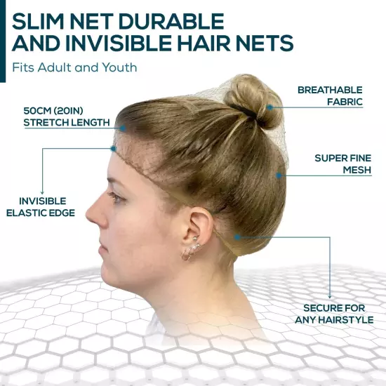 Slim Net Durable and Invisible Hair Nets for Men and Women - Reusable