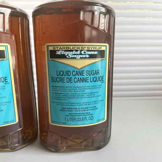 Starbucks Liquid Cane Sugar Syrup | 2 x 1 L Bottles | BB: 09/24/2024