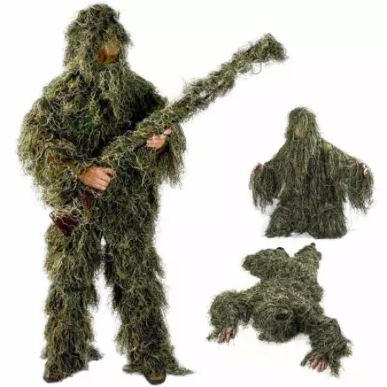 Tactical 3D Desert Outdoor Camouflage Yowie Army Hunting Sniper Ghillie Suit SET