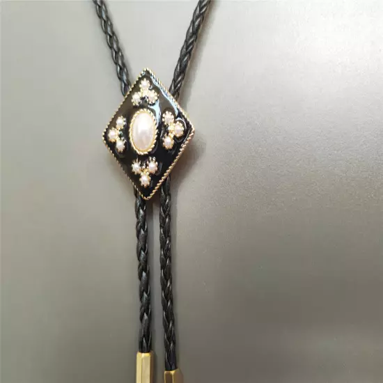 Pearl Cross Bola Bolo Tie Wedding Necklace for Men Women - Western Necktie