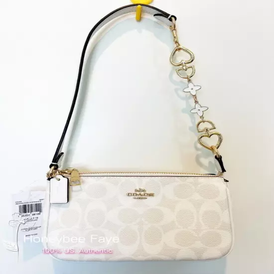 NWT Coach CS442 Nolita 19 In Signature Canvas Glacierwhite + an extended chain