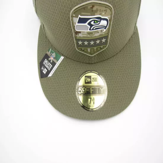 New Seattle Seahawks New Era Football Salute to Service Fitted USA Hat Sz 7 3/8