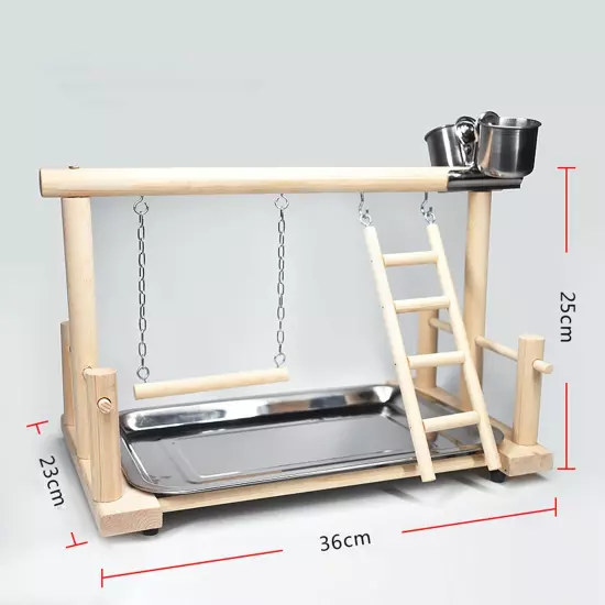 RoseFlower Parrot Playstand Bird Playground Wood Perch Gym Playpen with Feeder C