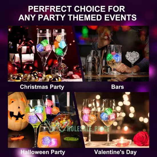 40 pieces Rainbow Flash Color Light Up Party Rave club Wedding LED Glow Ice Cube