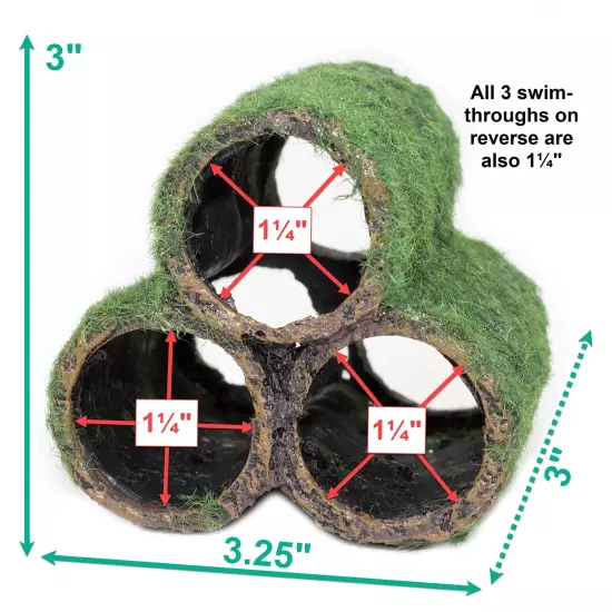 Deco-Replicas Hide-Away Pipes with Club Moss Aquarium Decoration – Realistic ...