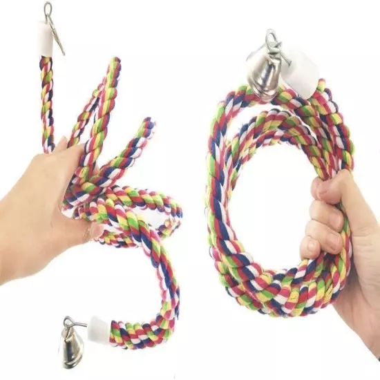 Bird Rope Perch Parakeet Toys, Spiral Toy for 43 Inch long, multicolor 