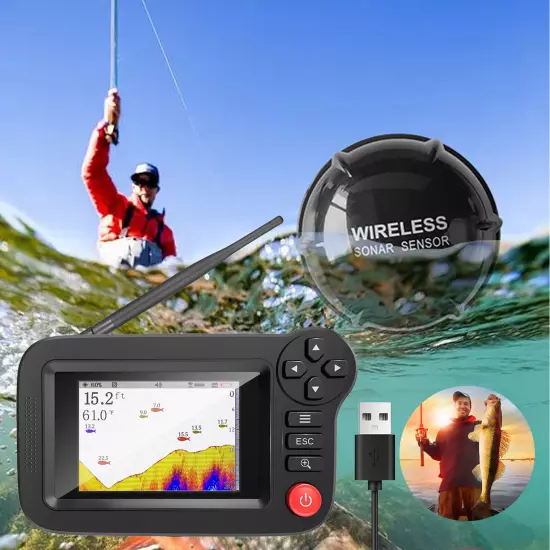 Underwater Depth Sounder With Fishing Detector 3.5" Wireless Sonar Fish Finder