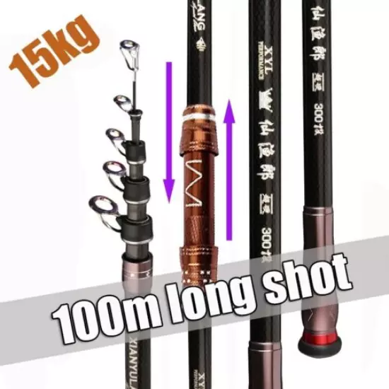 Spinning Boat Rock Fishing Rod Carbon Fiber Powerful Long Shot Movable Reel Seat