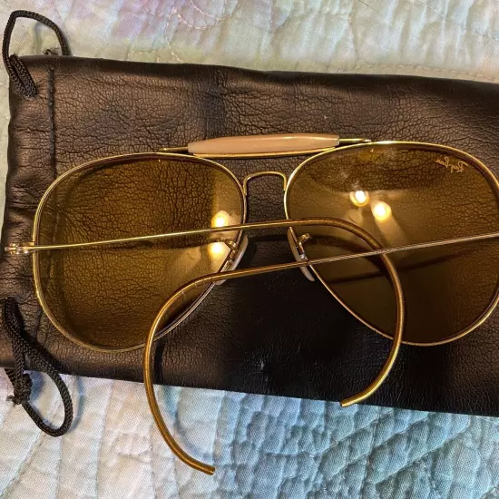 ray ban sunglasses Gold Yellow Lens Shooter 90s