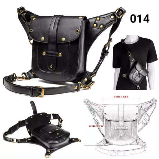 Rock PU Leather Shoulder Motorcycle Skull Bag Waist Pack Bag Handbag Leg Purse