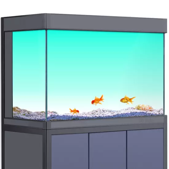 Aquarium Background Sticker, Cyan White Gradient Fish Tank Decorations Poster