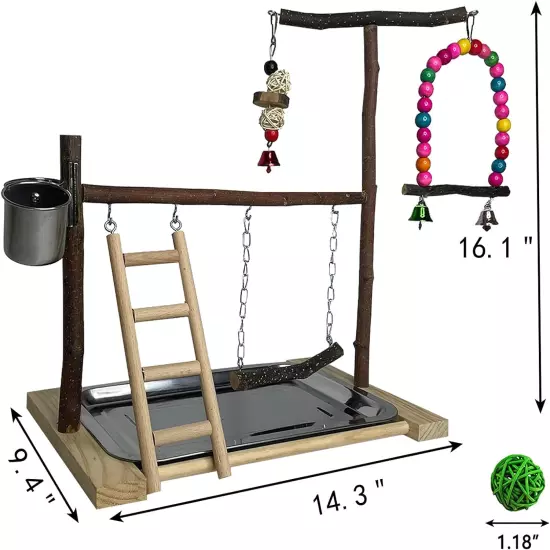 Bird Playground Parrot Playstand Parakeet Gym Playpen Cockatiel Play Stand Wood 