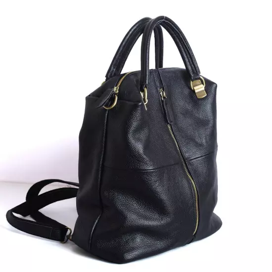 New Designer Cowhide Leather Backpack Women's Black Leather Handbags Travel Bag