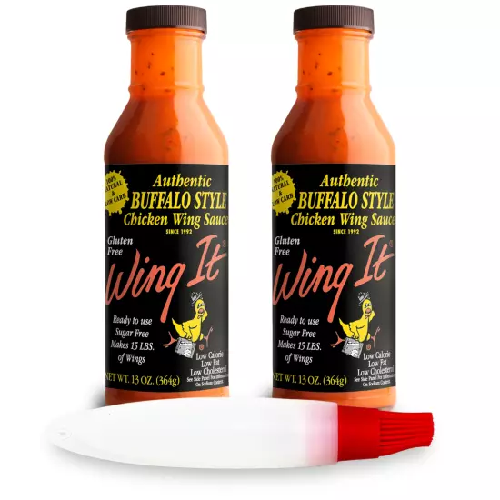 (2) 13oz Wing It Buffalo Style Chicken Wing Sauce and Basting Brush