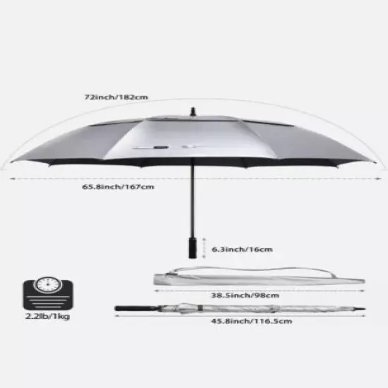  Umbrella For Protection Windproof 72 inch Hugh Huge G4Free Golf UV Family Size 