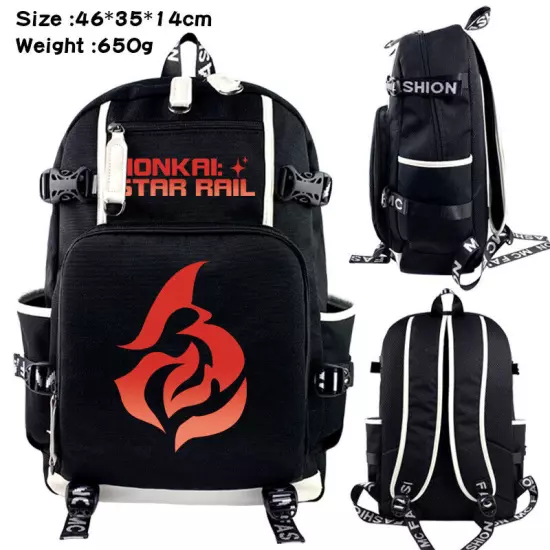 Honkai Star Rail USB Backpack Kids Teens Schoolbag Black Shoulder Outdoor Bags