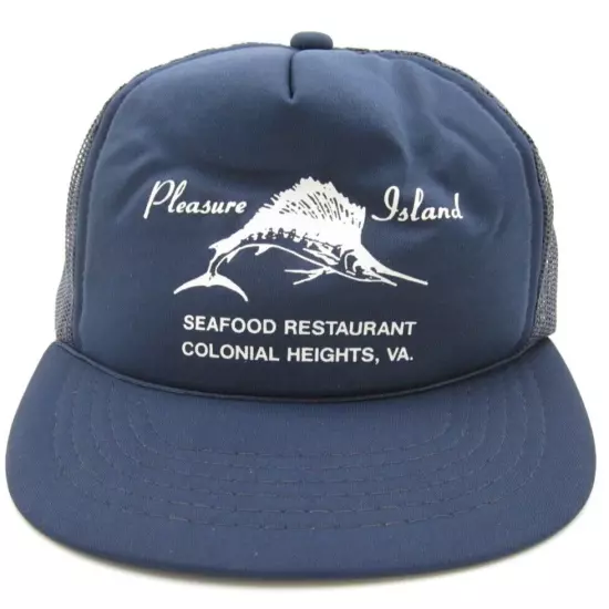 Vtg Seafood Restaurant Pleasure Island Colonial Height Snapback 1Sz Hat Yupoong