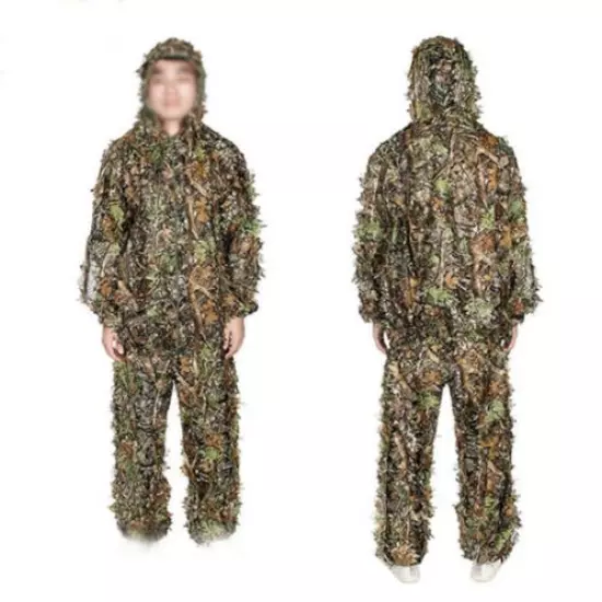 3D LEAF CAMO GHILLIE SUIT LEAF CAMOUFLAGE HUNTING CLOTHING JACKET &TROUSERS SET