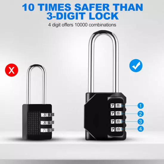 Combination Lock, 4 Digit Combination Padlock for School Gym Sports Locker, Fenc