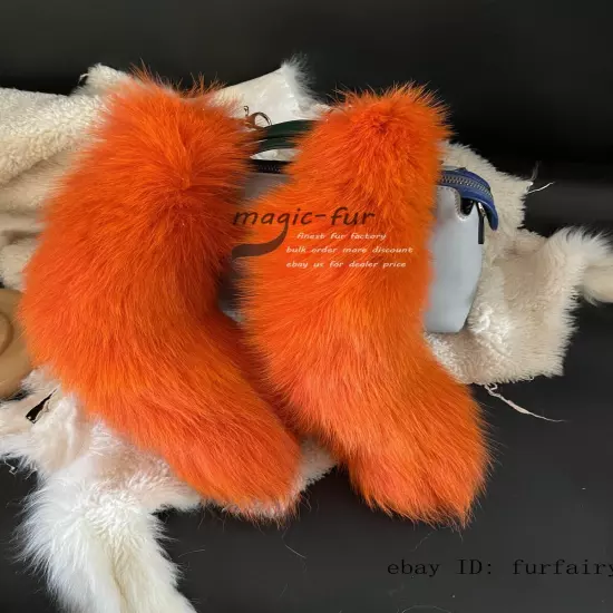 2/5/10 wholesale Dyed Color Real Blue Fox Tail Fur Keyring Pendant Cosplay Toy