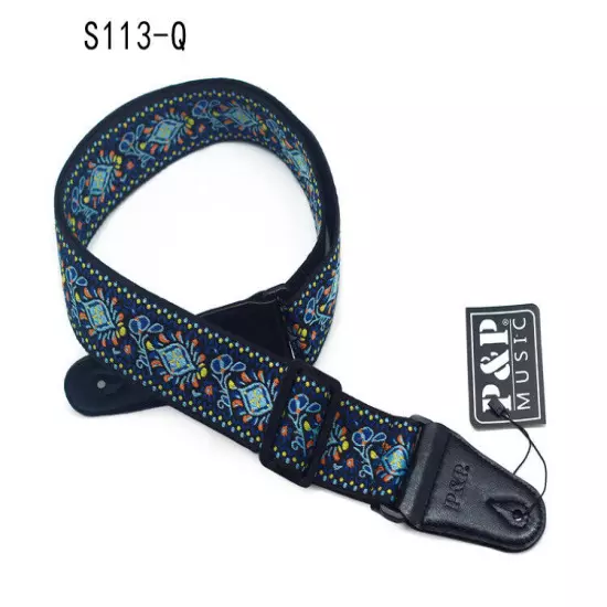 Embroidery Bohemian Cotton Electric Acoustic Guitar Belt Adjustable Soft Strap 